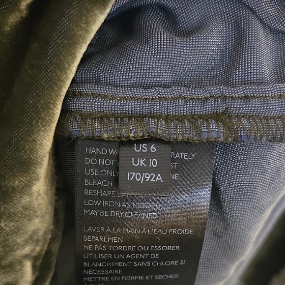 Anthropologie Maeve Olive Green Velvet Button Down Shirt | Size 6 - Picture 3 of 6